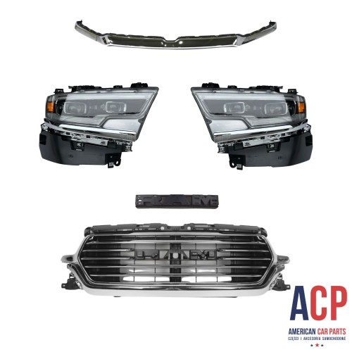 RAM 1500 Zestaw - Lampy przednie Full LED + Grill atrapa chłodnicy Limited:Longhorn + Górna listwa 2019-2024 (Chrom).jpg